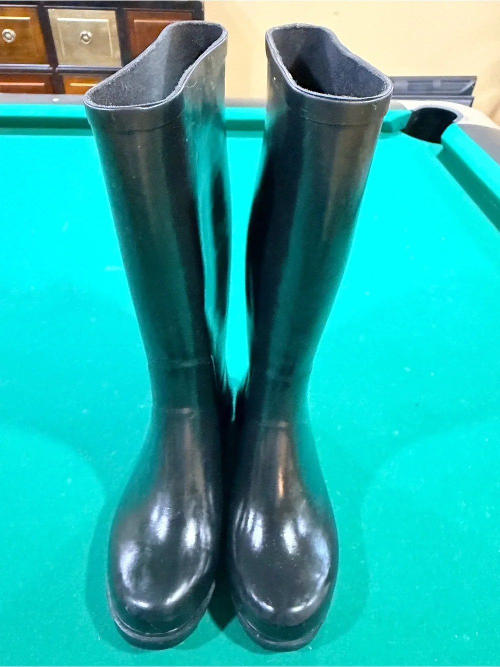 Juicy Couture Black Rain Boots with Tan Crest